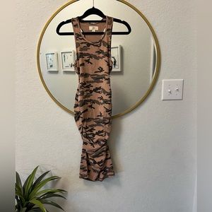Blair Maxwell Dusty rose/black camo tank dress